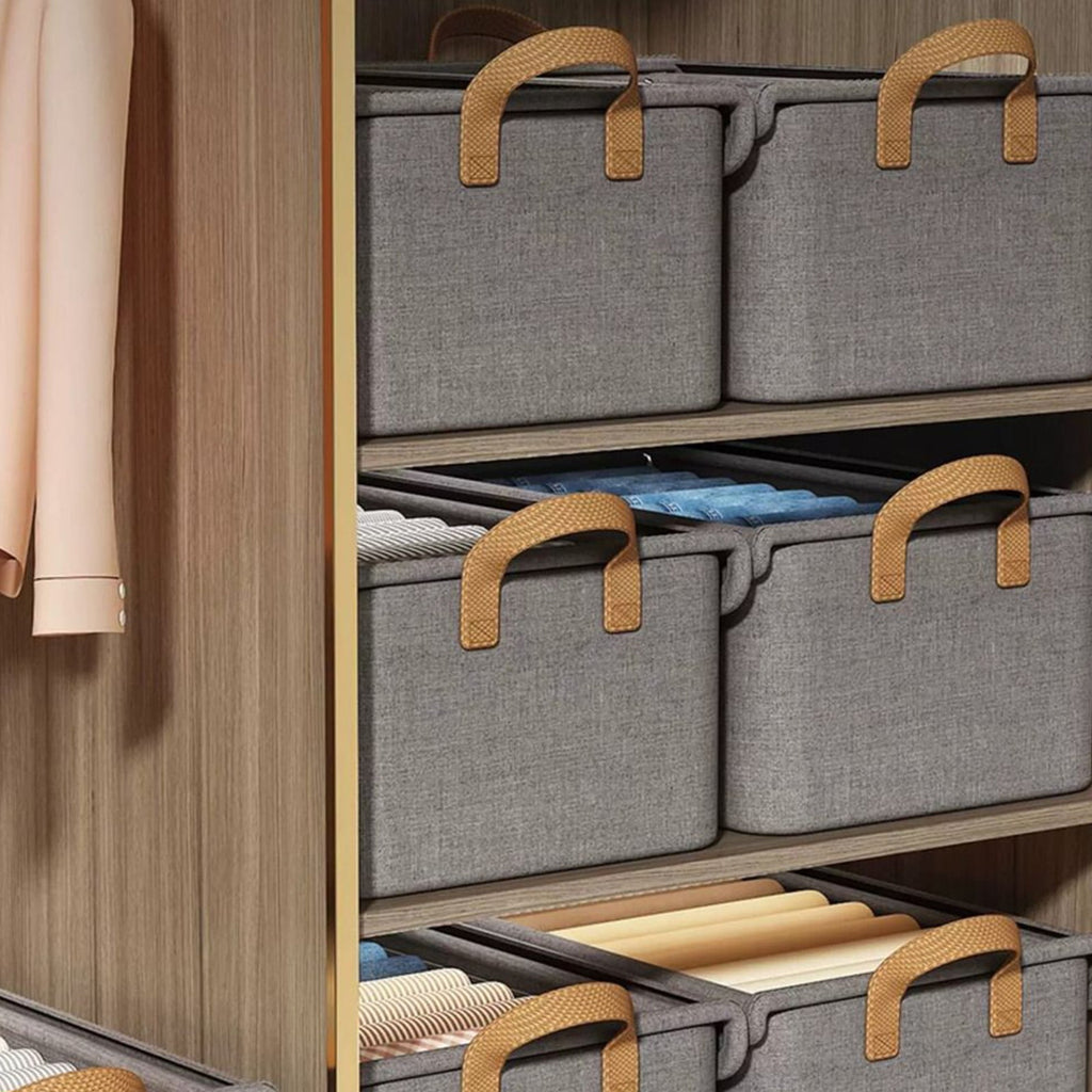Large Foldable Fabric Storage Box with Lid & Handles (Grey)
