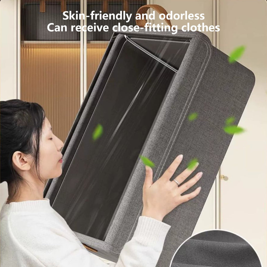Large Foldable Fabric Storage Box with Lid & Handles (Grey)