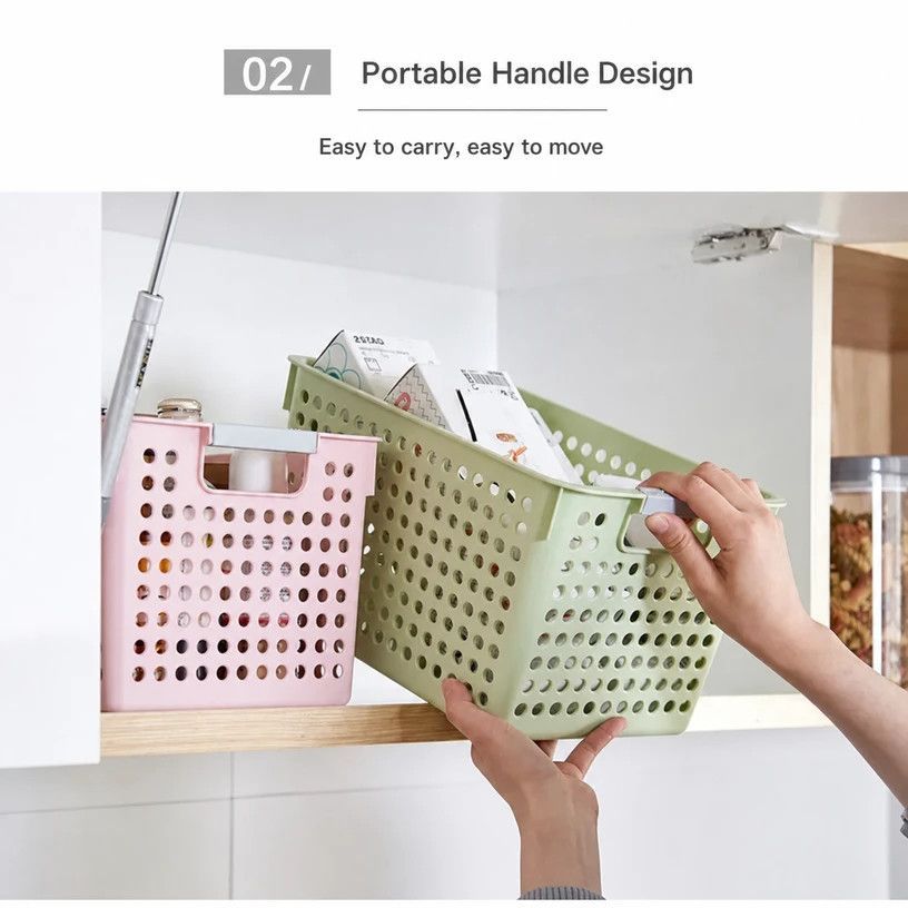 Tall Plastic Storage Basket, Medium Size, 12.20x8.66x6.89in, Blue, Multi-Scene Deep Storage Organizer, Thoughtful Home Gift