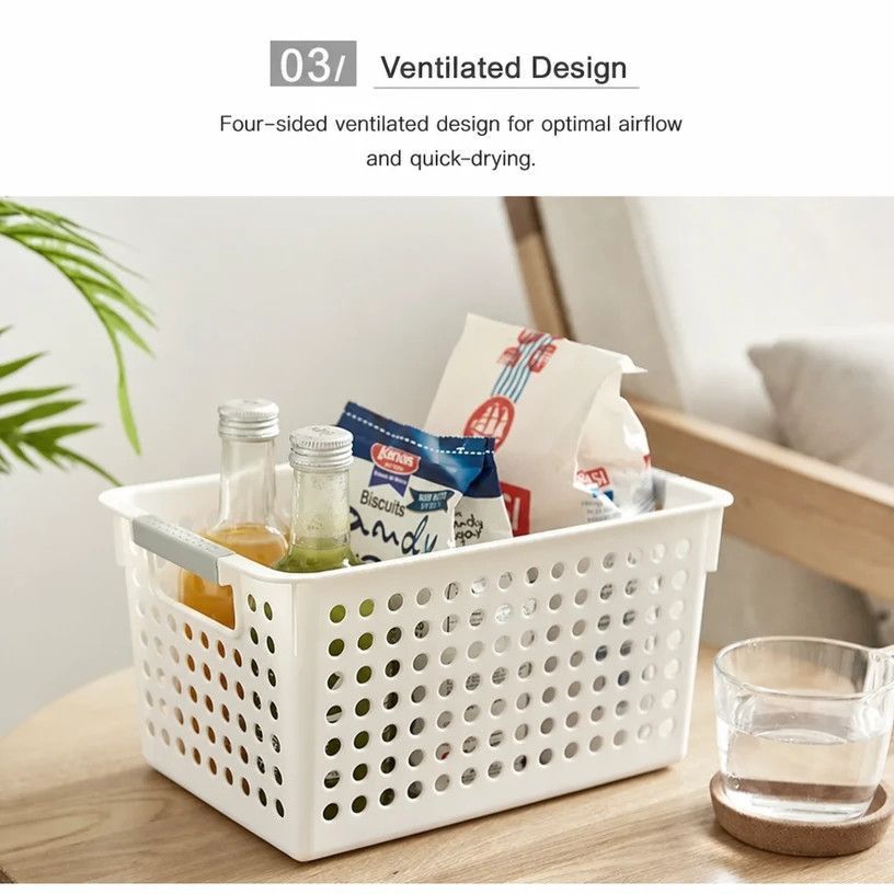 Tall Plastic Storage Basket, Medium Size, 12.20x8.66x6.89in, Blue, Multi-Scene Deep Storage Organizer, Thoughtful Home Gift
