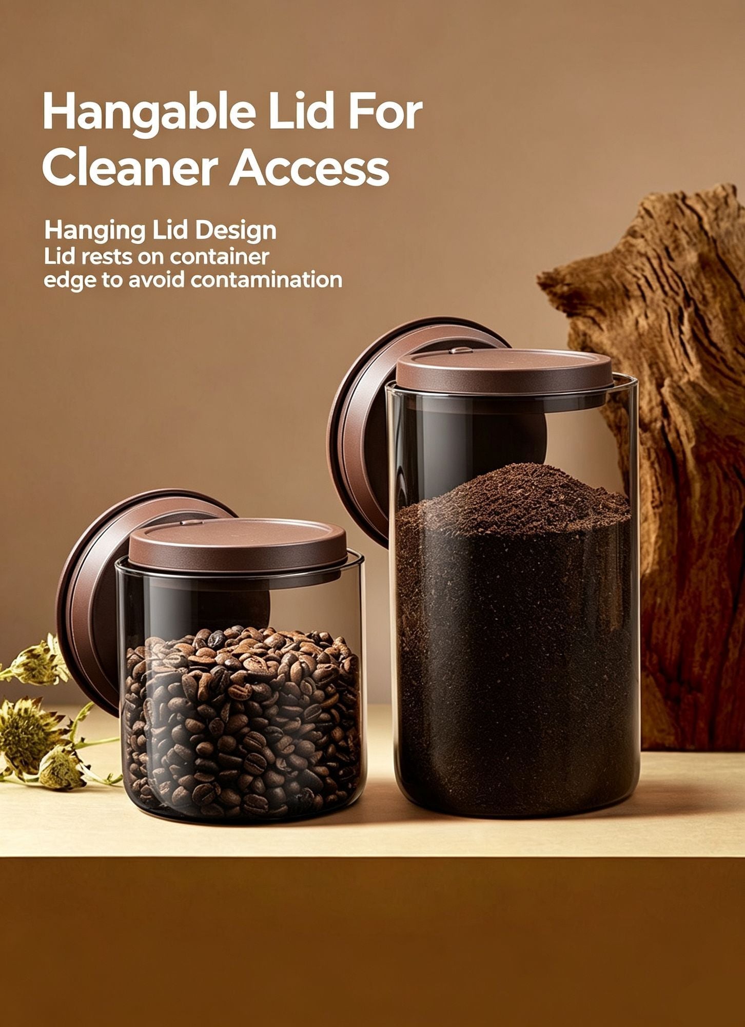 Light‑Shield Brown Glass Airtight Storage Jar 600ml Round High Borosilicate Canister,Sealed Container for Coffee Beans Tea Coffee Powder,UV‑Blocking Pantry Organiser,Christmas Halloween Housewarming Gift