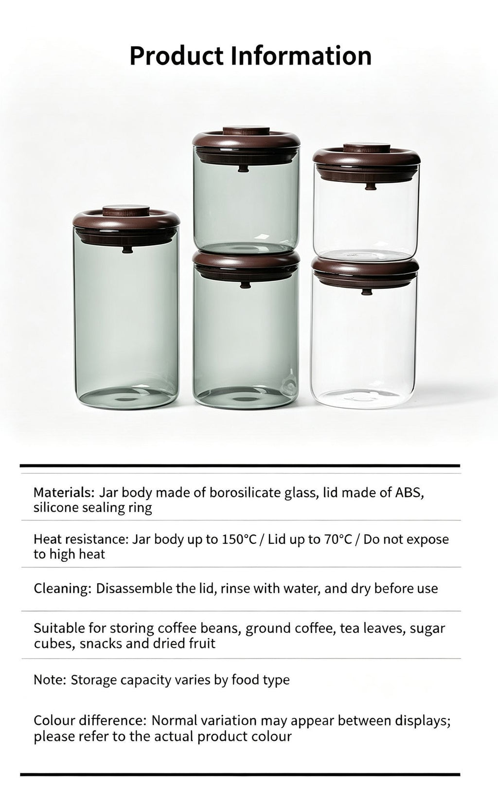 Light‑Shield Brown Glass Airtight Storage Jar 600ml Round High Borosilicate Canister,Sealed Container for Coffee Beans Tea Coffee Powder,UV‑Blocking Pantry Organiser,Christmas Halloween Housewarming Gift