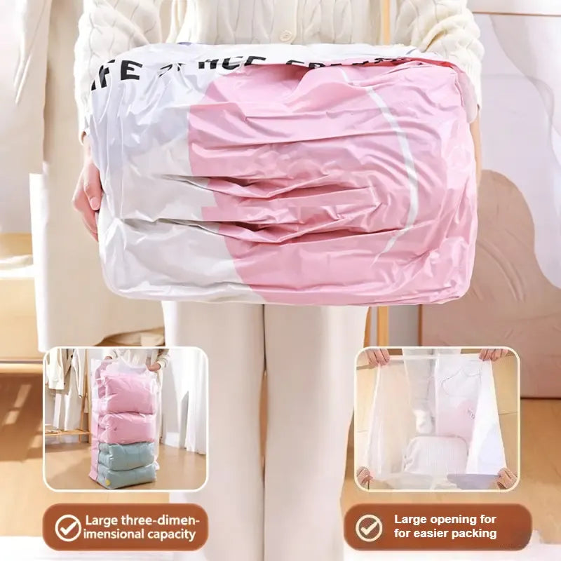 6PCS No-Pump Vacuum Storage Bags – Press to Flatten, Save 80% Space, Seasonal Storage Must-Have (Size: M)