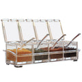4 Piece Transparent Spice Box Set with Spoons and Non Slip Tray, 25 x 10 x 7.5 cm
