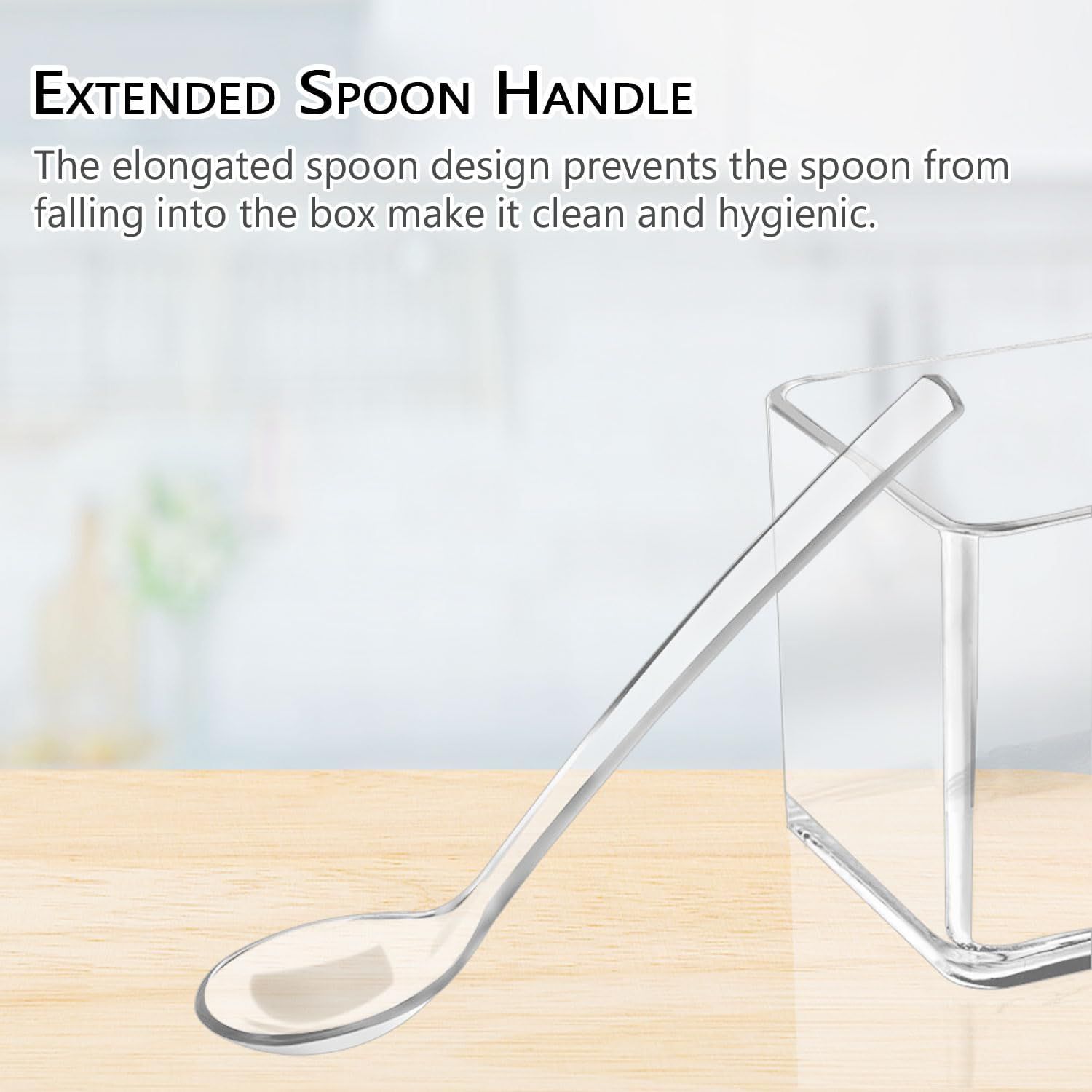 4 Piece Transparent Spice Box Set with Spoons and Non Slip Tray, 25 x 10 x 7.5 cm
