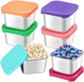 6 Piece Stainless Steel Snack Bowl Set Leakproof Stackable, 6 oz 180 ml