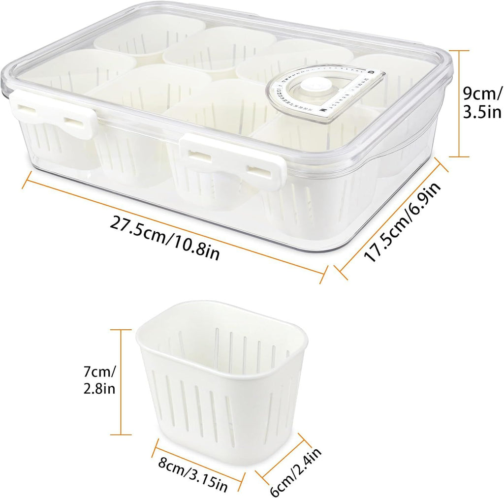 Snackle Box with Lid 8 Compartments for Snacks and Fruit