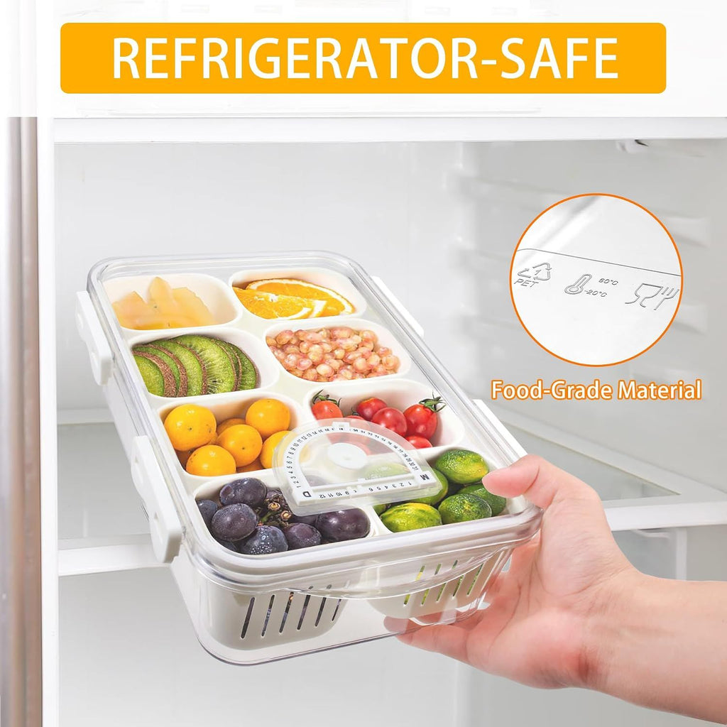 Snackle Box with Lid 8 Compartments for Snacks and Fruit