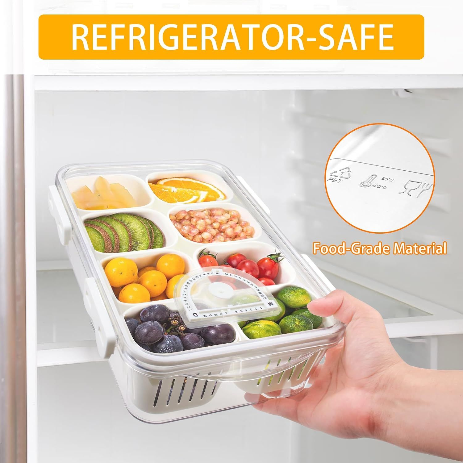 Snackle Box with Lid 8 Compartments for Snacks and Fruit
