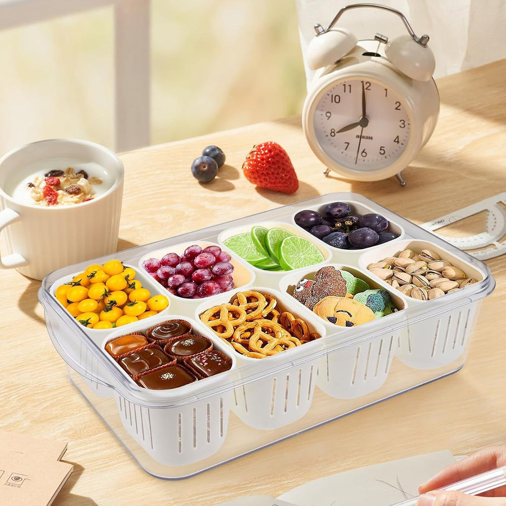 Snackle Box with Lid 8 Compartments for Snacks and Fruit
