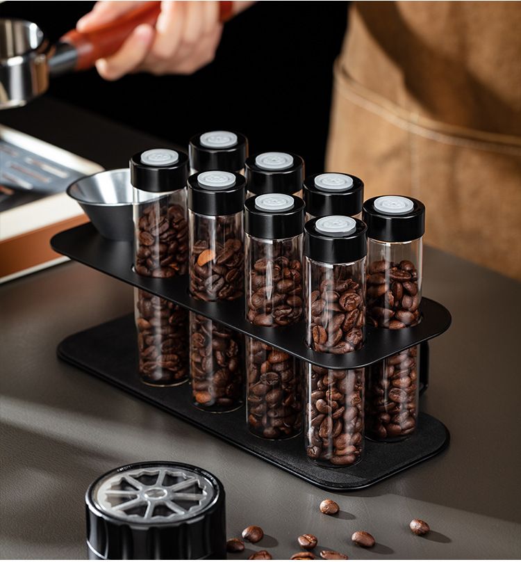8 Piece Coffee Bean Storage Tube Set with One Way Valve