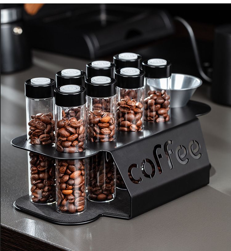 8 Piece Coffee Bean Storage Tube Set with One Way Valve