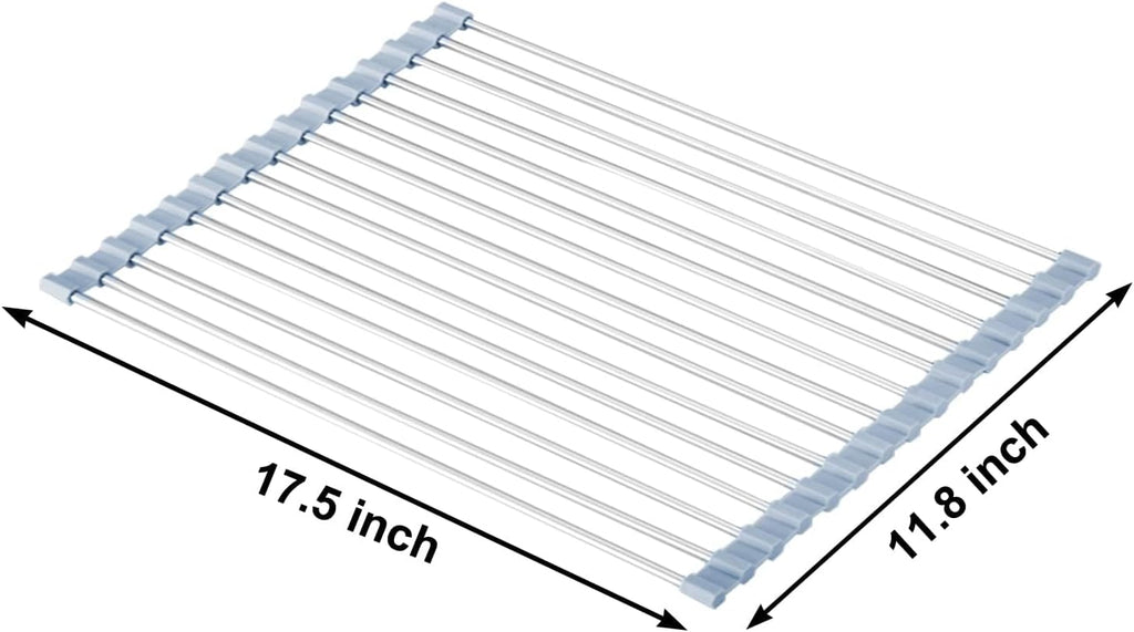 Roll-Up Stainless Steel Over-Sink Dish Drying Rack (44cm x 30cm)
