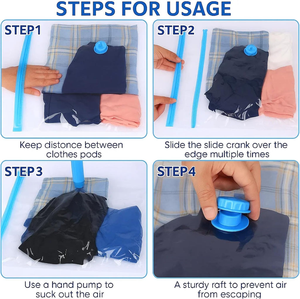 6 pieces vacuum storage bags for clothes, reusable, 40 x 60 cm travel essentials sealer compression bags, space-saving vacuum cube packaging bags, storage jackets, towels