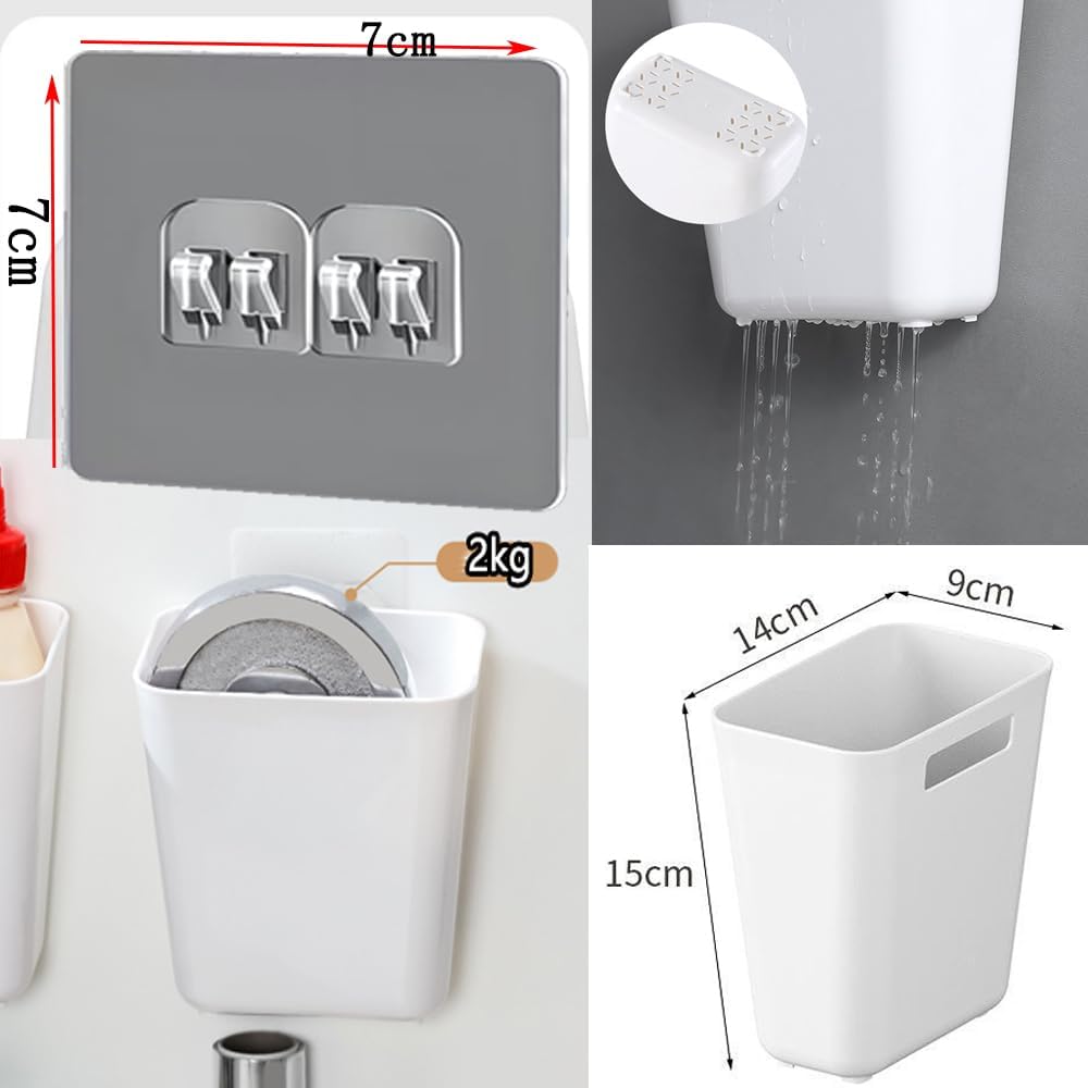 4 Piece Kitchen Cabinet Door Storage Box,Self Adhesive Wall Mounted Storage Box,Wardrobe/Bathroom/Refrigerator Small Items Organizer Storage Box