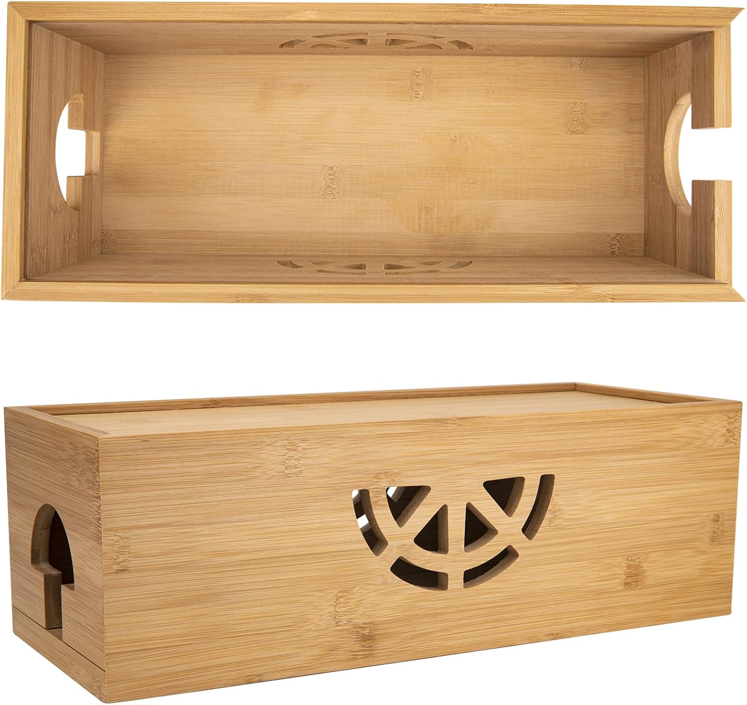 Natural Bamboo Cable Management Box & Power Strip Cover