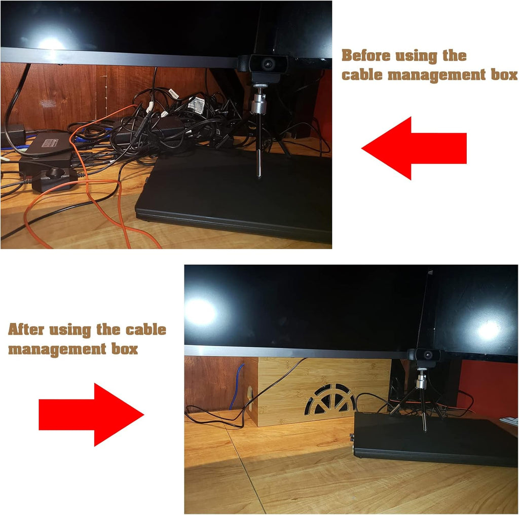Natural Bamboo Cable Management Box & Power Strip Cover