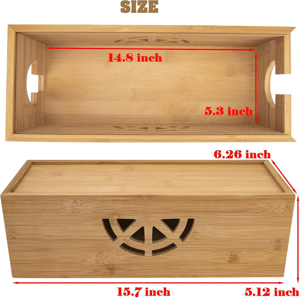 Natural Bamboo Cable Management Box & Power Strip Cover