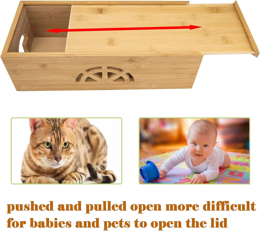 Natural Bamboo Cable Management Box & Power Strip Cover