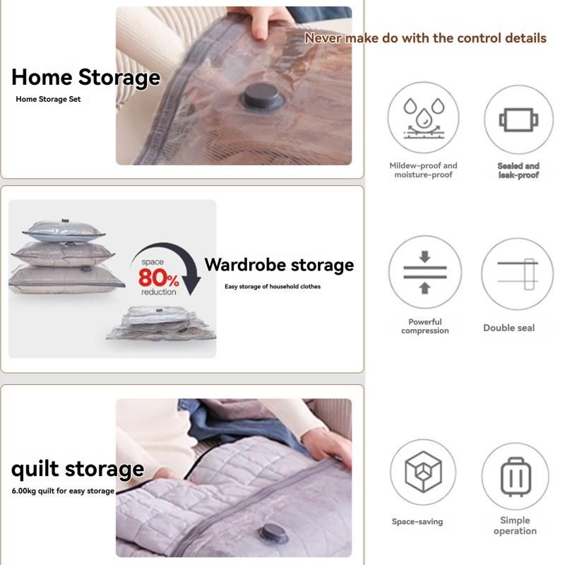 15Pcs Vacuum Storage Compression Bags Clothes Quilt Travel Space Saving Storage Set