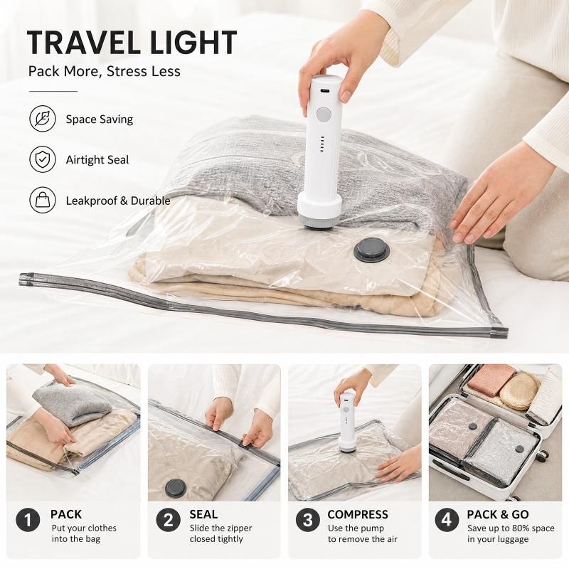 15Pcs Vacuum Storage Compression Bags Clothes Quilt Travel Space Saving Storage Set