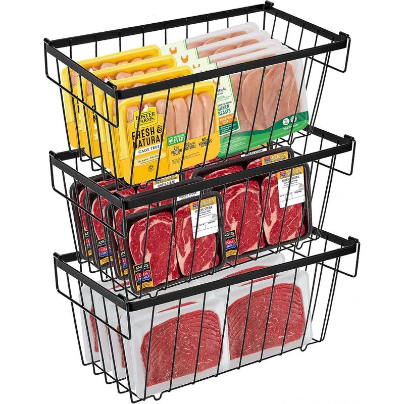 4pcsMultifunctional Kitchen Storage Basket, Fridge Organizer for Ice Cream Meatballs, Divided Storage Bin for Bedroom Bathroom Cabinet Sundries-4PCS