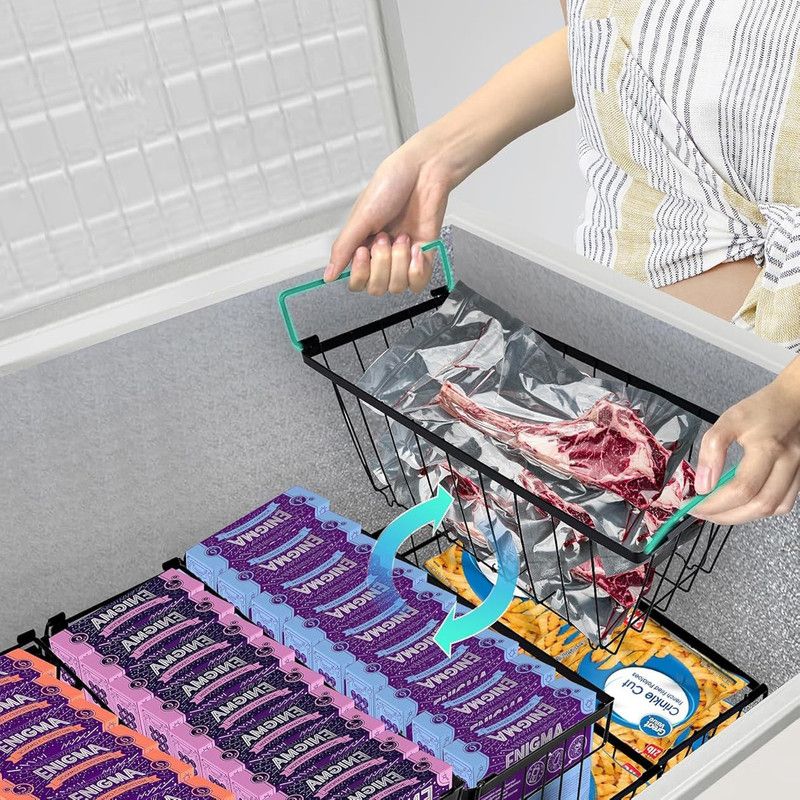 4pcsMultifunctional Kitchen Storage Basket, Fridge Organizer for Ice Cream Meatballs, Divided Storage Bin for Bedroom Bathroom Cabinet Sundries-4PCS
