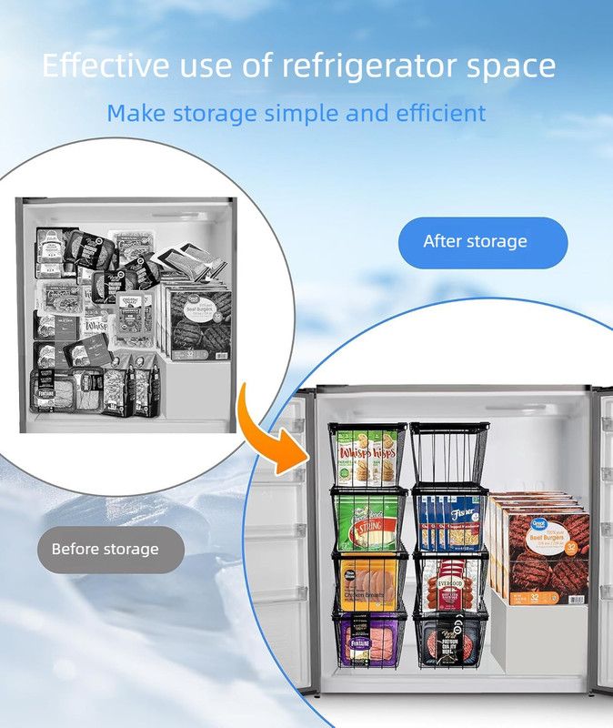 4pcsMultifunctional Kitchen Storage Basket, Fridge Organizer for Ice Cream Meatballs, Divided Storage Bin for Bedroom Bathroom Cabinet Sundries-4PCS