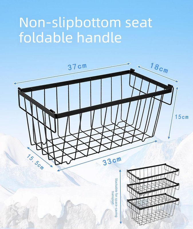 4pcsMultifunctional Kitchen Storage Basket, Fridge Organizer for Ice Cream Meatballs, Divided Storage Bin for Bedroom Bathroom Cabinet Sundries-4PCS