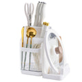 Multifunctional Kitchen Storage Rack Kitchen Countertop Cutting Board Pot Cover Chopsticks Forks Spoons Holder Pearl White