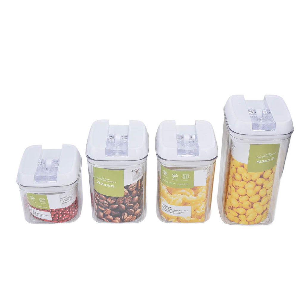 4Pcs/Set Kitchen Storage Box Transparent Multifunctional Sealed Jar for Home Kitchen