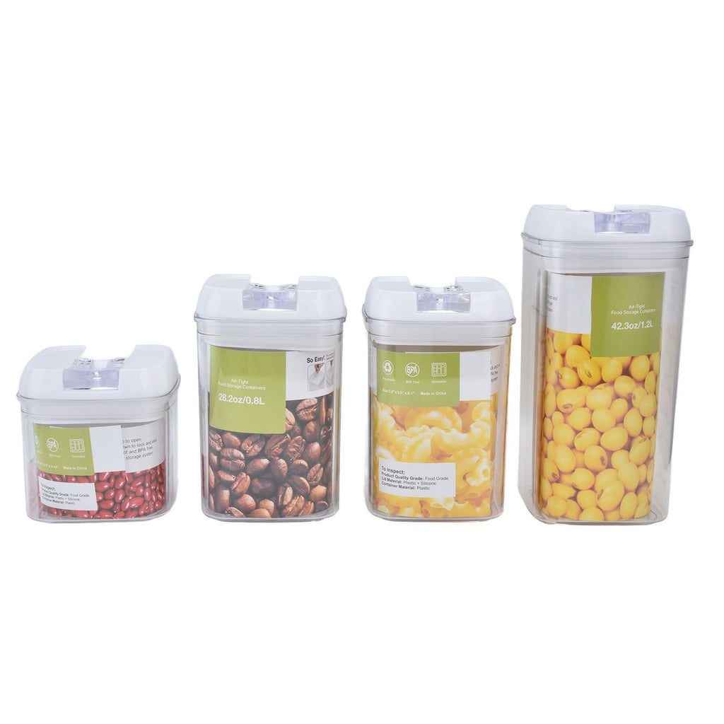 4Pcs/Set Kitchen Storage Box Transparent Multifunctional Sealed Jar for Home Kitchen