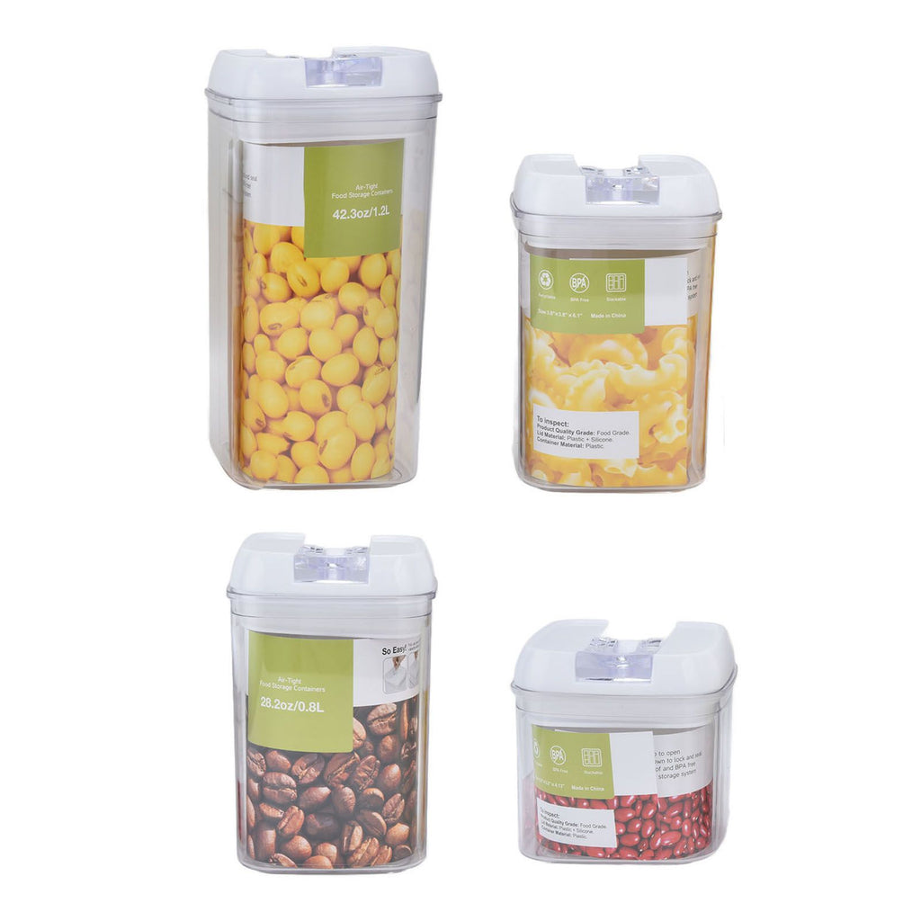 4Pcs/Set Kitchen Storage Box Transparent Multifunctional Sealed Jar for Home Kitchen