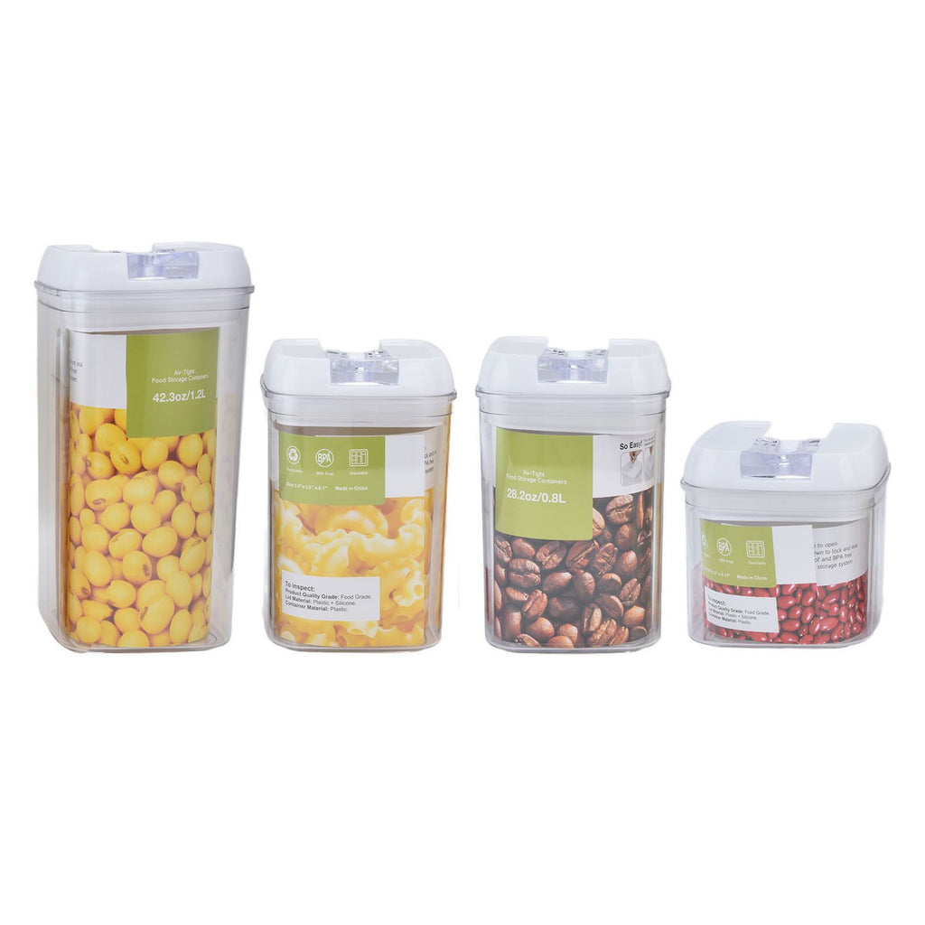 4Pcs/Set Kitchen Storage Box Transparent Multifunctional Sealed Jar for Home Kitchen