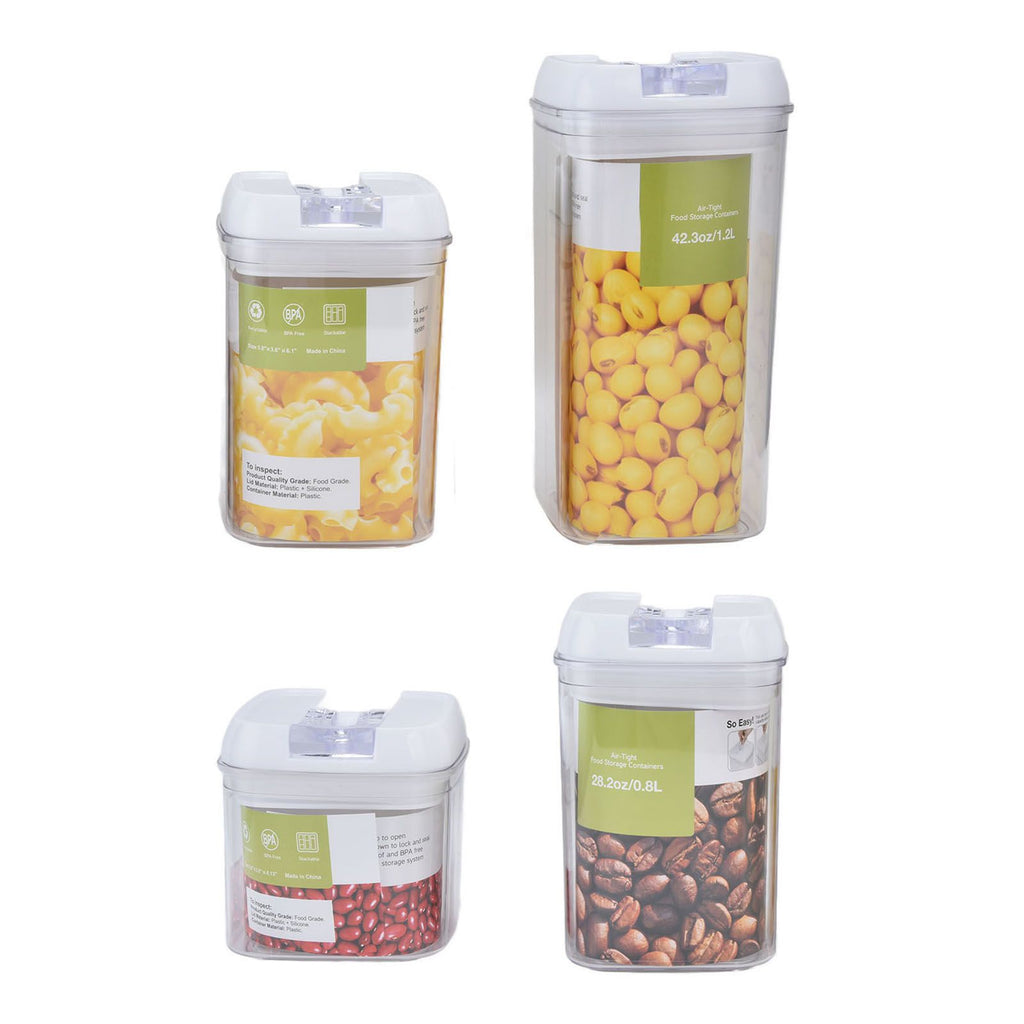 4Pcs/Set Kitchen Storage Box Transparent Multifunctional Sealed Jar for Home Kitchen