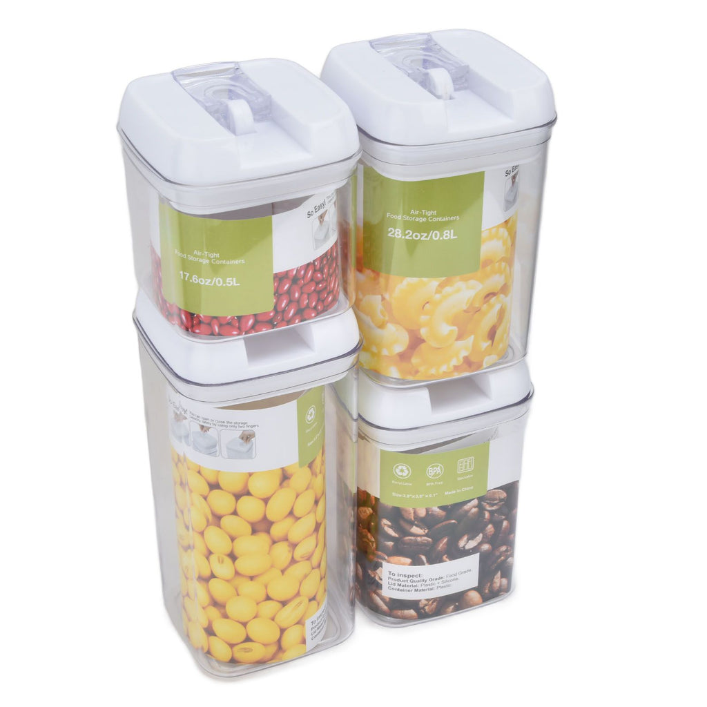 4Pcs/Set Kitchen Storage Box Transparent Multifunctional Sealed Jar for Home Kitchen
