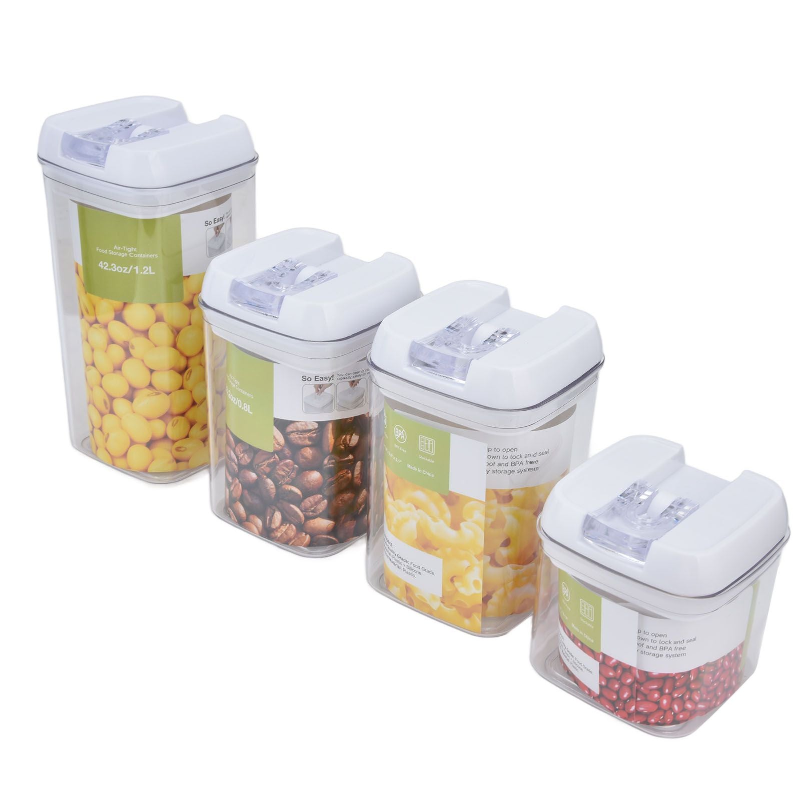 4Pcs/Set Kitchen Storage Box Transparent Multifunctional Sealed Jar for Home Kitchen