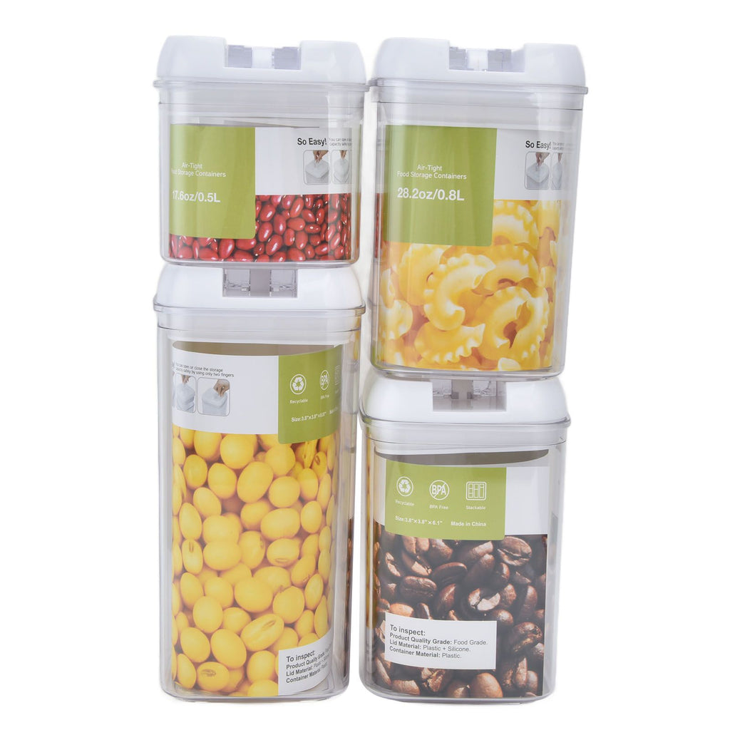 4Pcs/Set Kitchen Storage Box Transparent Multifunctional Sealed Jar for Home Kitchen