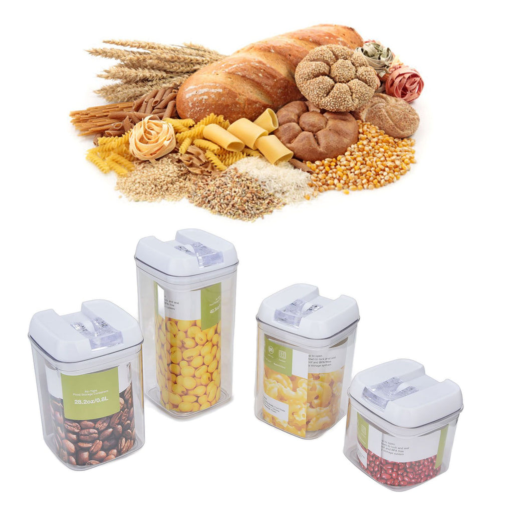 4Pcs/Set Kitchen Storage Box Transparent Multifunctional Sealed Jar for Home Kitchen