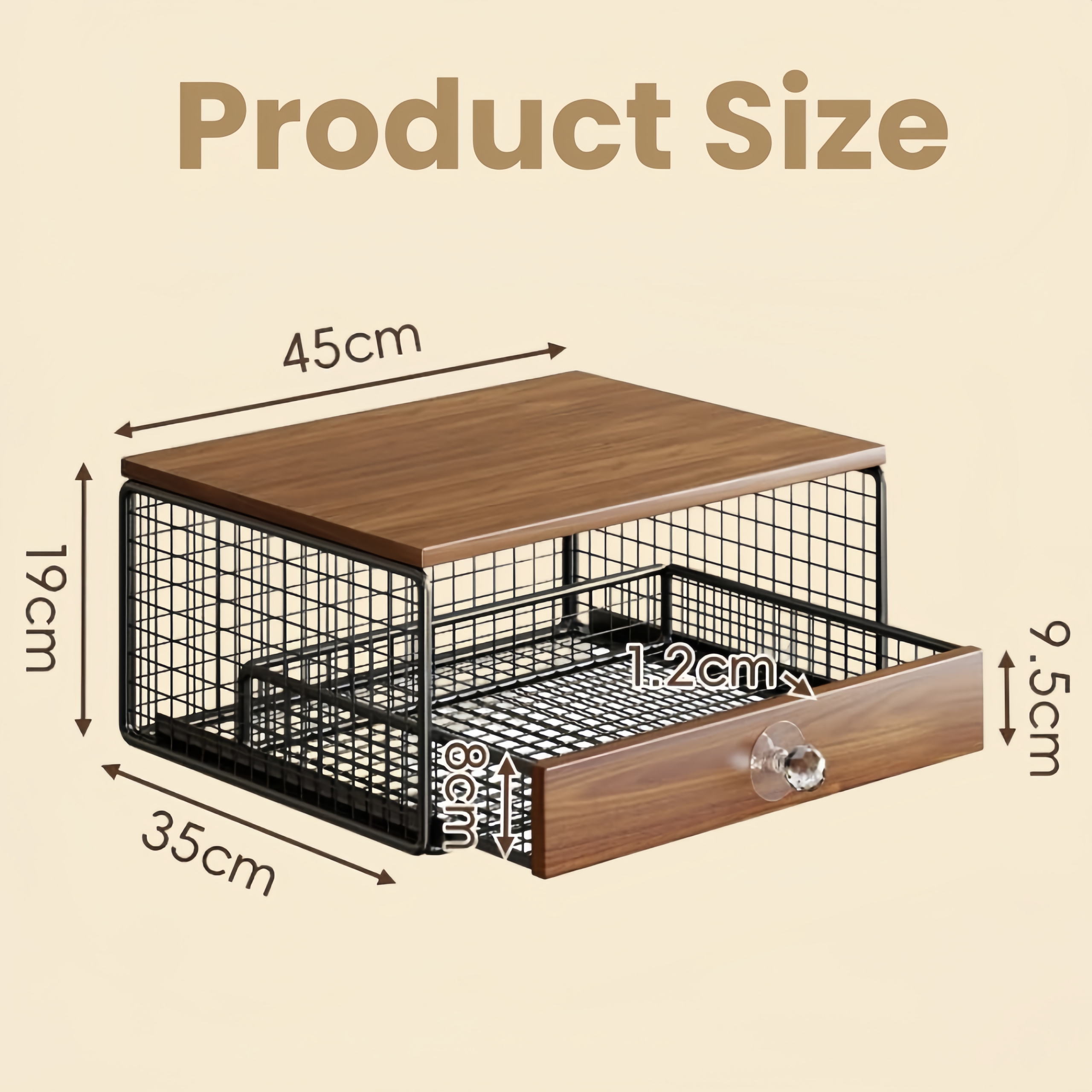 Coffee Machine Stand,Coffee Capsule Storage, Kitchen Counter Organizer with Drawer& Wire Basket, Space Saving Design, No Assembly, Tea Storage,for Kitchen Appliances
