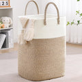 60L Cotton Rope Laundry Hamper Tall Woven Laundry Basket with Handles, Collapsible Clothes Hamper for Blankets Towels Laundry Storage Nursery Bedroom Bathroom Living Room
