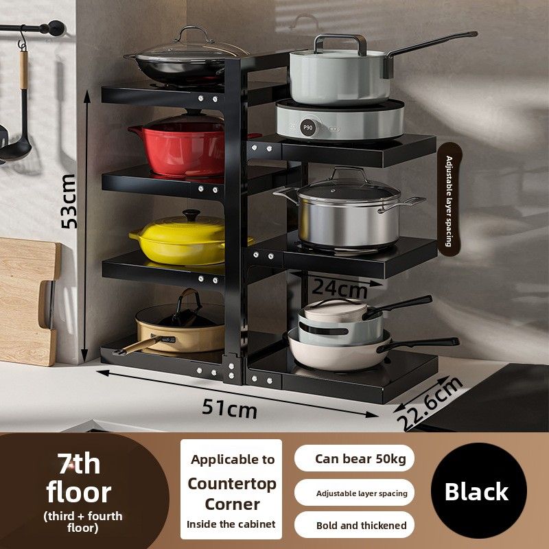 Black Beige 5-layer pot rack, adjustable pot rack, kitchen storage, pot and pan organizer, countertop pot rack, corner pot rack, cabinet pot rack, heavy duty kitchen rack, Australia