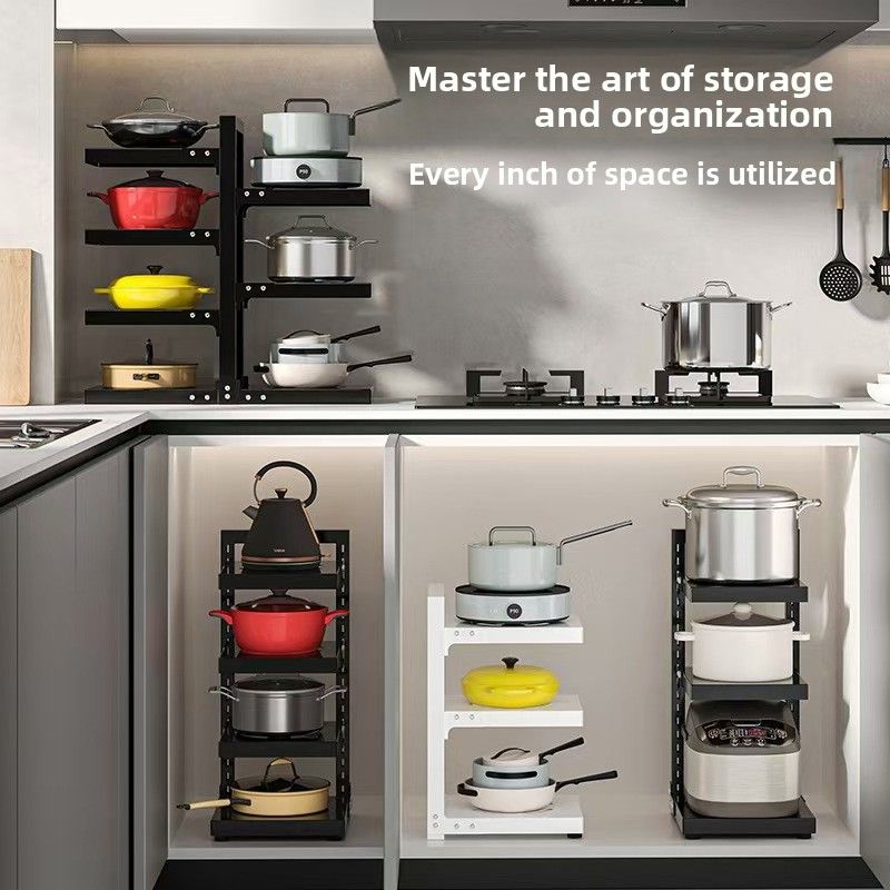 Black Beige 5-layer pot rack, adjustable pot rack, kitchen storage, pot and pan organizer, countertop pot rack, corner pot rack, cabinet pot rack, heavy duty kitchen rack, Australia