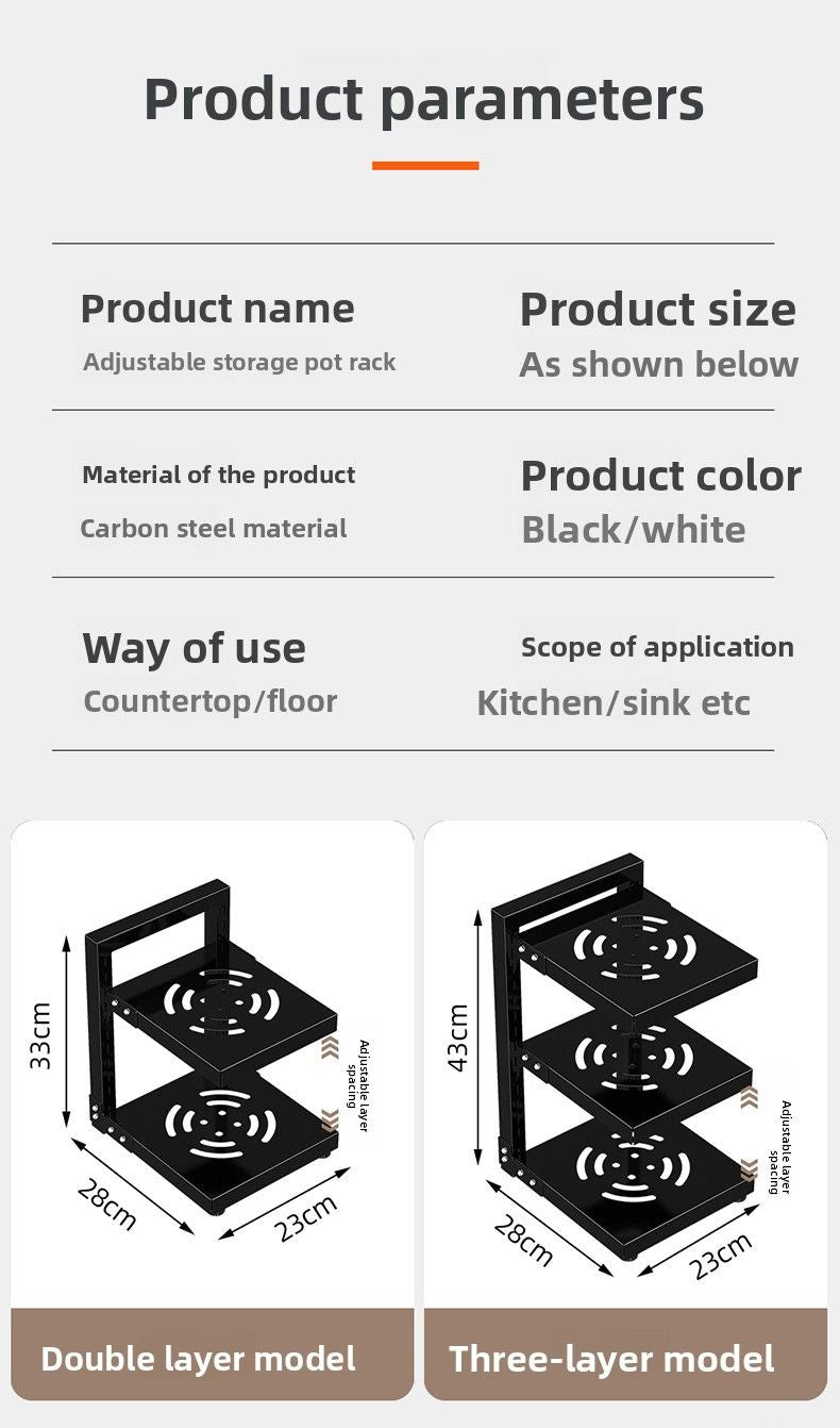 Black Beige 5-layer pot rack, adjustable pot rack, kitchen storage, pot and pan organizer, countertop pot rack, corner pot rack, cabinet pot rack, heavy duty kitchen rack, Australia
