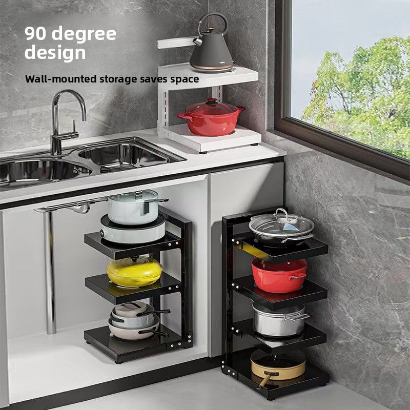 Black Beige 5-layer pot rack, adjustable pot rack, kitchen storage, pot and pan organizer, countertop pot rack, corner pot rack, cabinet pot rack, heavy duty kitchen rack, Australia