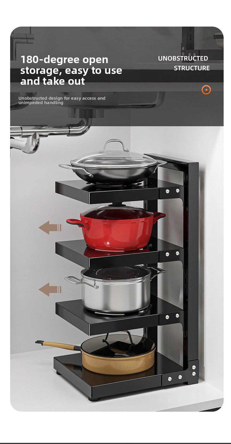 Black Beige 5-layer pot rack, adjustable pot rack, kitchen storage, pot and pan organizer, countertop pot rack, corner pot rack, cabinet pot rack, heavy duty kitchen rack, Australia