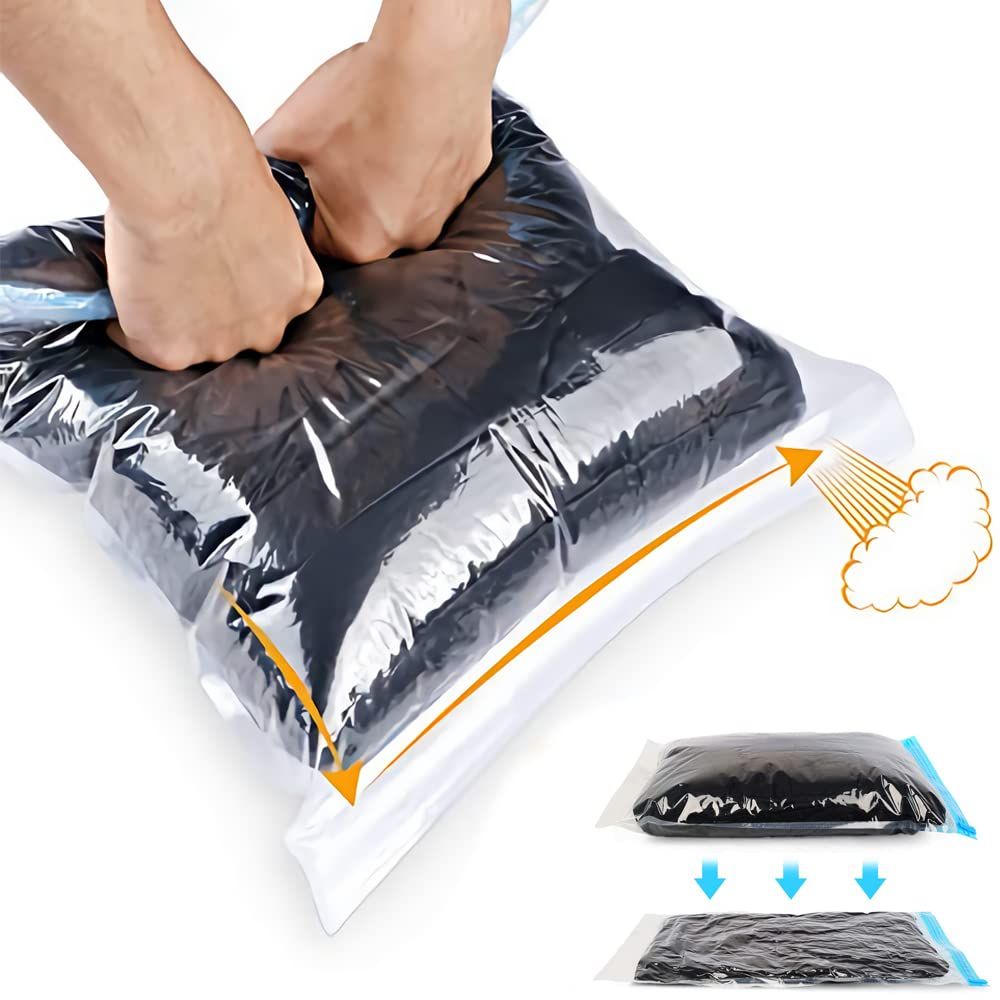 Space Saver Bags - No Vacuum or Pump Needed - Vacuum Storage Bags for Travel Accessorie - Travel and Home Packing Organizers