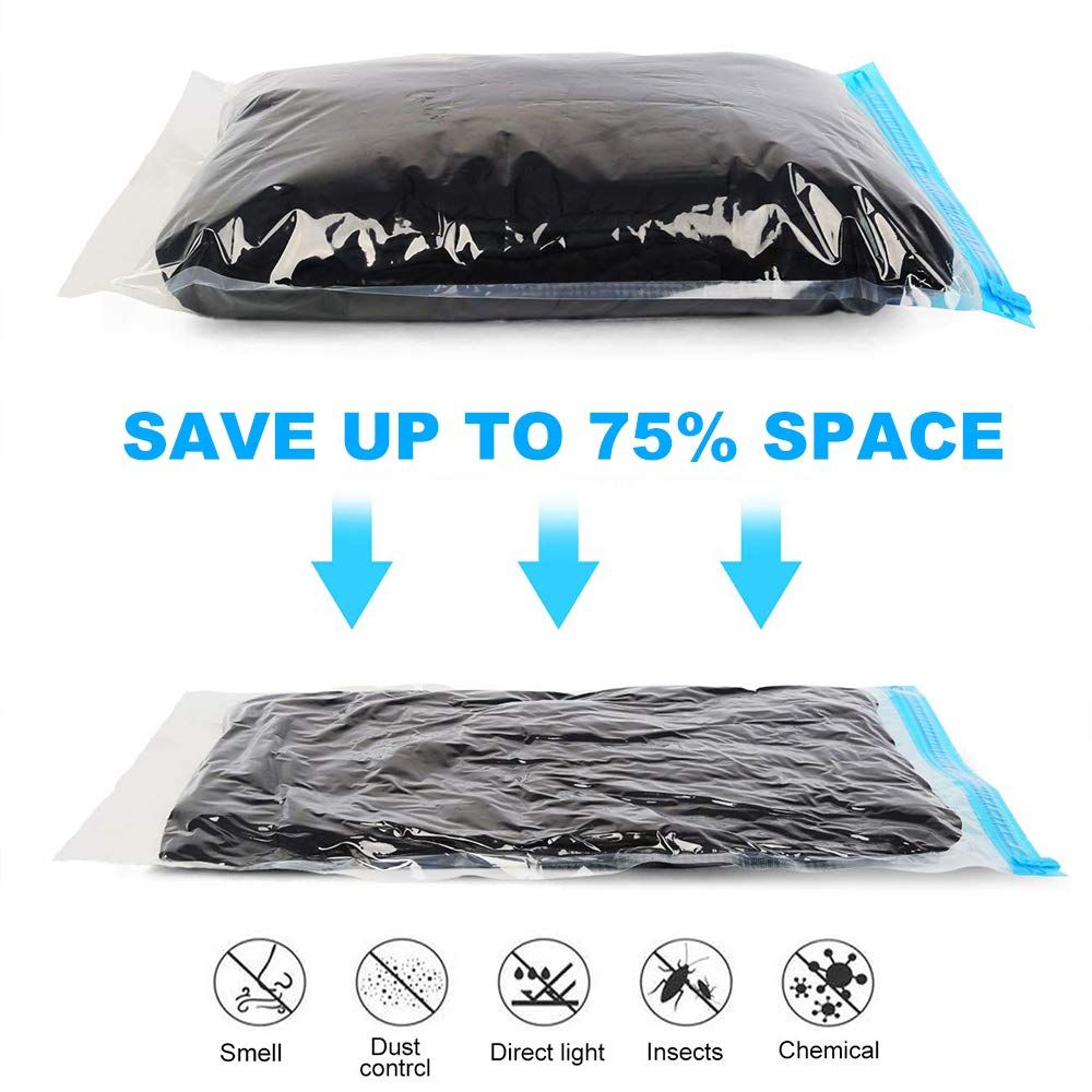 Space Saver Bags - No Vacuum or Pump Needed - Vacuum Storage Bags for Travel Accessorie - Travel and Home Packing Organizers