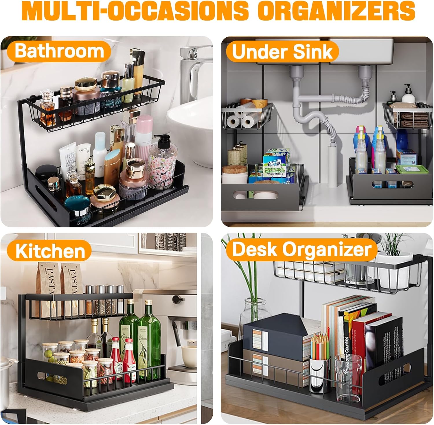 2-Tier Under Sink Sliding Storage Organiser