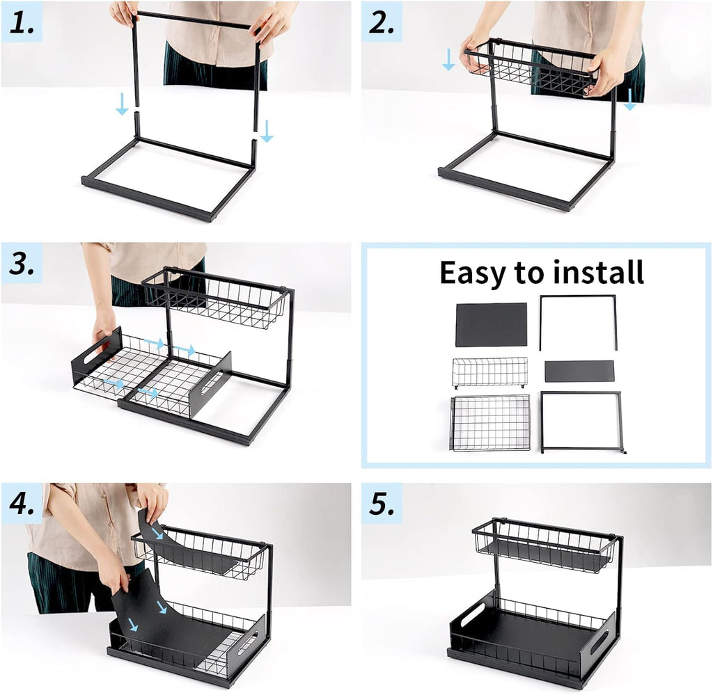 2-Tier Under Sink Sliding Storage Organiser